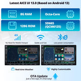 ATOTOZONE 7" AI Android Double Din Car Stereo, 8G+128G Audio Head Unit Navigation, 4G LTE, Wireless Carplay & Android Auto, Dual Phone Connection& BT, 36B-EQ, HDMI Input,with Backup Cam, X10G2A7E-R2
