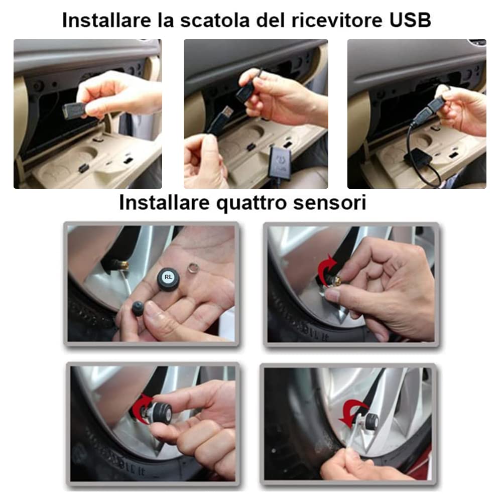 ATOTO AC-UTP1 USB TPMS センサー ディ モニター プレッション デイ ニューマティシステマ (センサー エステルノ) - ATOTO A5 / A6 / S8 / P9 / X10 ごとに仕様