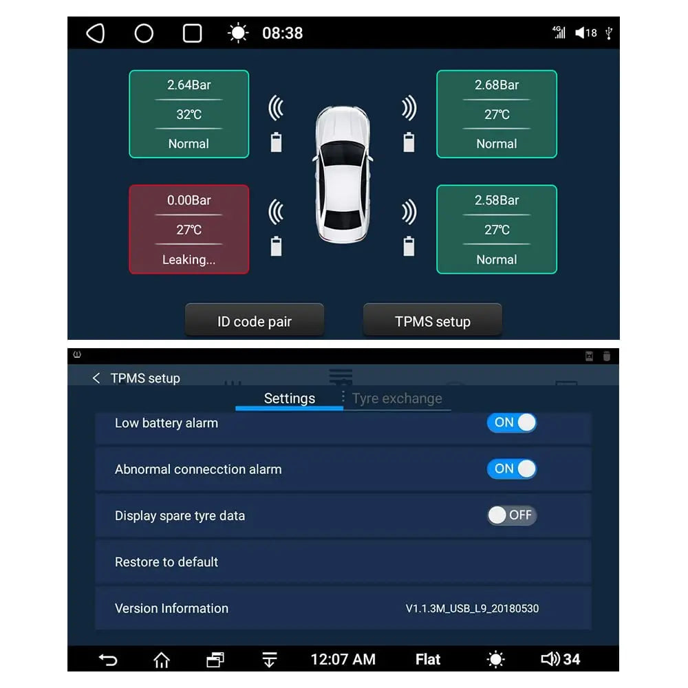 ATOTO AC-UTP1 USB TPMS Tire Pressure Monitoring Sensors for A5, A6, S8, X10, P9 Android Car Stereo Models (External Sensors)