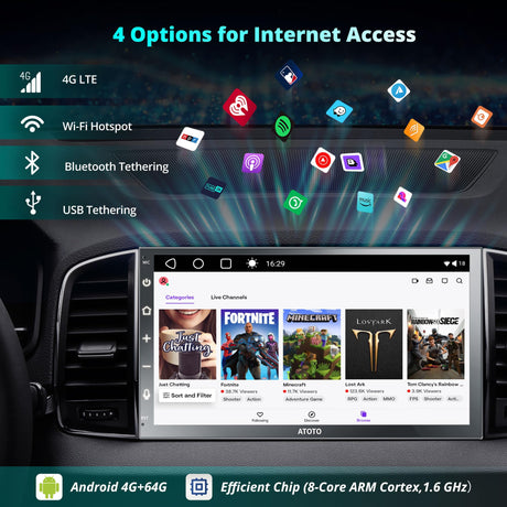 【RevcarX 40% OFF】ATOTO A6PL 7" QLED Double DIN Car Stereo,4G LTE WiFi, 8-Core,in-Dash Navigation,Dual Bluetooth, MirrorLink, DSP/HDMI Output/FM,4G+64G