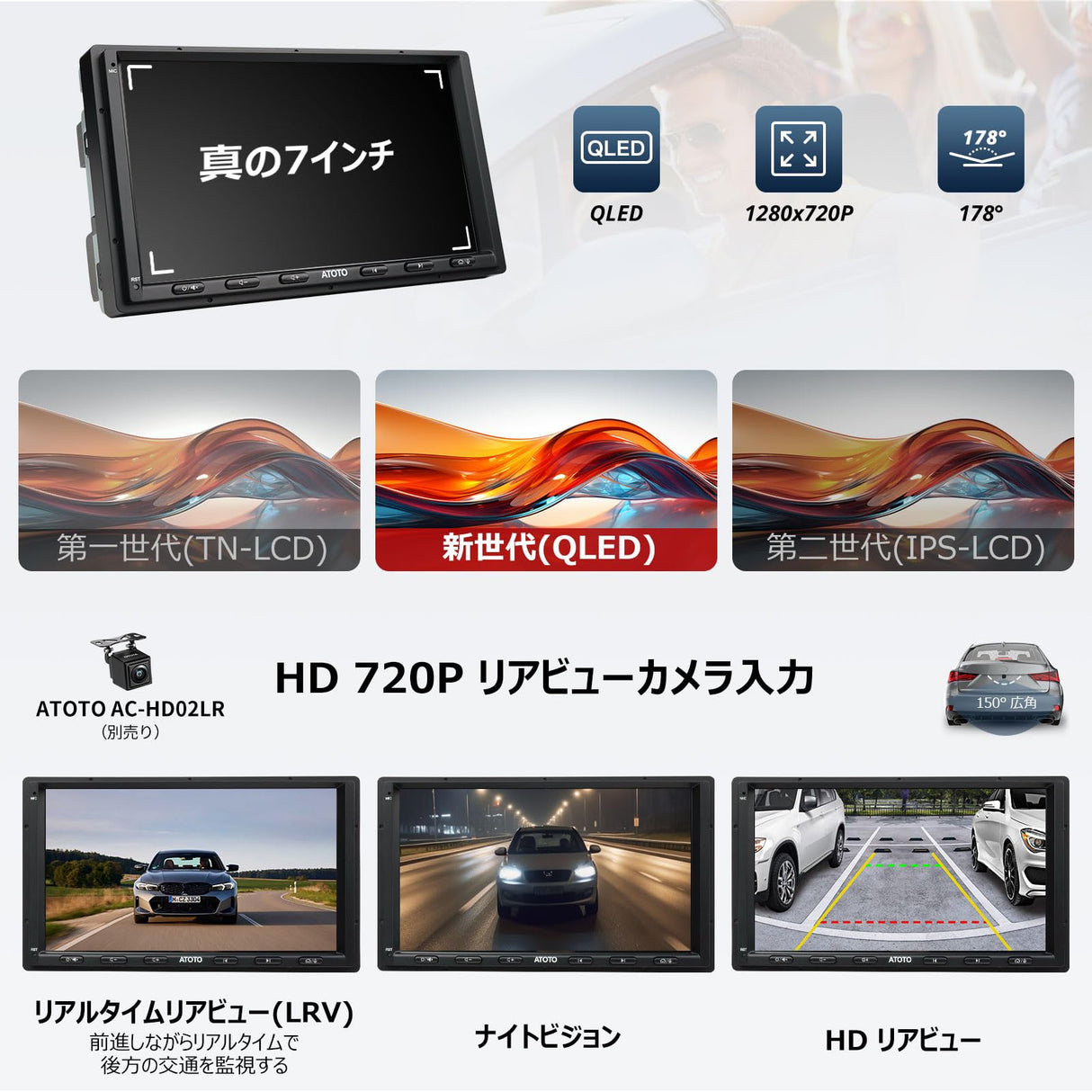 A6 Androidカーナビ、カーオーディオ 2DINワイヤレス Carplay/Android Auto 4GB+64GBオーディオ一体型カーナビ、4G LTE SIM 7インチオーディオディスプレイ、QLEDタッチスクリーン、Bluetooth/マイクロフォン、FMラジオ、Wi-Fi、ミラーリンク、GPSトラッキング、HD LRV、Ai、A6G2A7PL