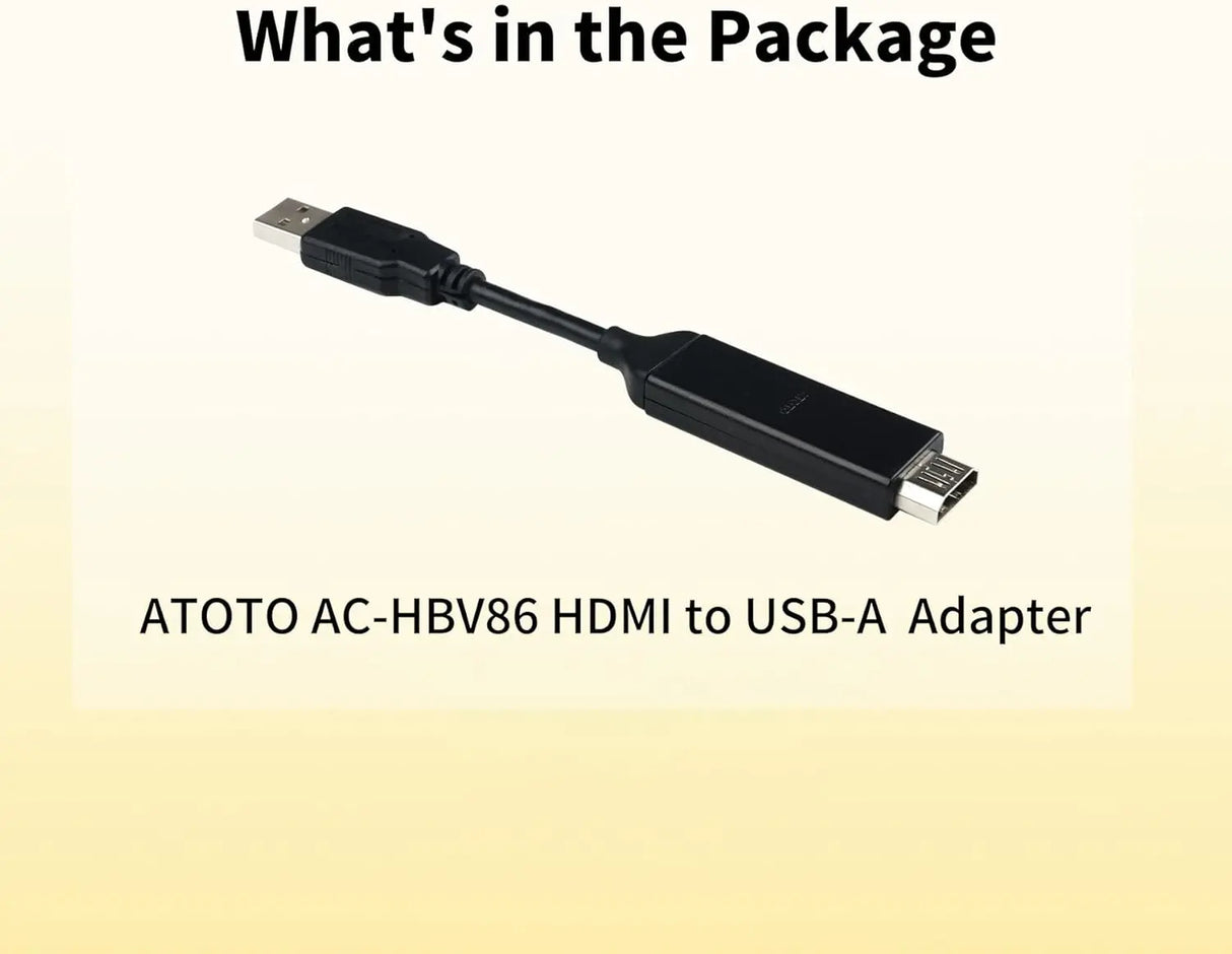 ATOTO AC-HBV86 HDMI-to-USB Adapter - Connect TV Boxes/Gaming to ATOTO P9/A6/S8, 5.43in Cable for Car Entertainment Streaming