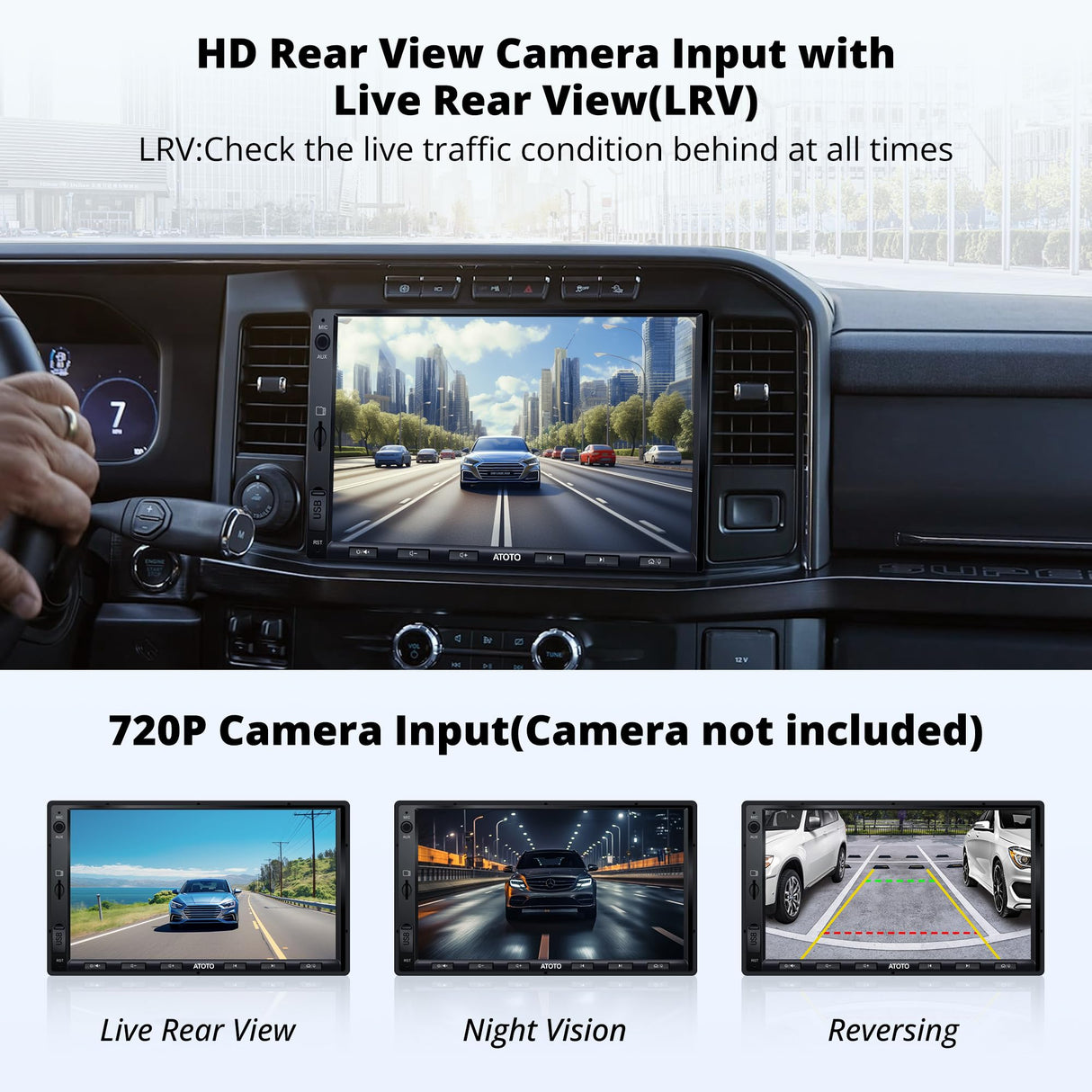 ATOTOEXCEL 2-Din-Autoradio mit DAB+-Unterstützung, kabelloses Carplay und Android-Auto, 7-Zoll-QLED-Bildschirm für Auto mit Bluetooth, Schnellzugriff, Spiegellink, HD LRV, AM/FM/AUX