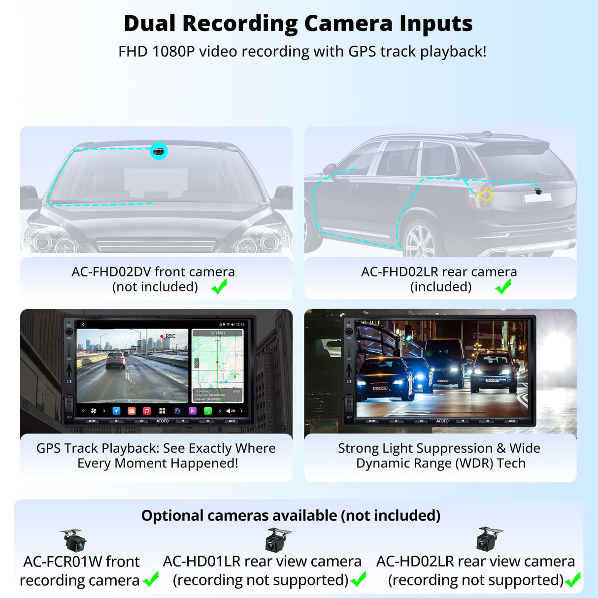 ATOTOZONE 7" AI Android Double Din Car Stereo, 8G+128G Audio Head Unit Navigation, 4G LTE, Wireless Carplay & Android Auto, Dual Phone Connection& BT, 36B-EQ, HDMI Input,with Backup Cam, X10G2A7E-R2