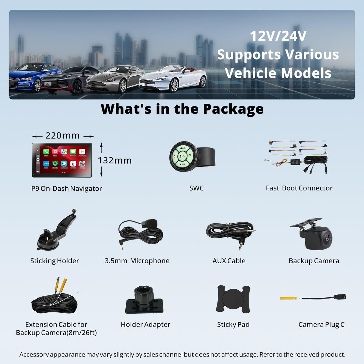 【RevcarX 】Autoradio Android with 4G LTE, RevcarX 9 Pollici HD 1280x 720 Autoradio Portatile 4+32G, Telecamera posteriore 1080P, CarPlay Senza Fili & Android Auto, Tracciamento GPS, Bluetooth, HDMI Unterstützt