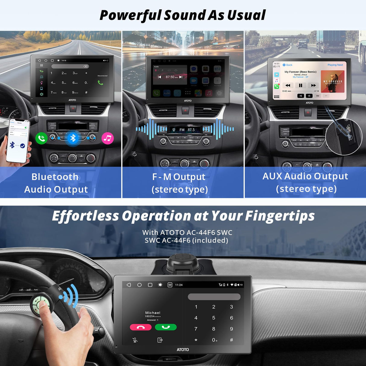 ATOTO 4G+32G Android Car Stereo Portable Carplay Android Auto Car Screen, 9 Inch QLED Touchscreen Car Radio with GPS Navigation, 4G LTE, Dual BT, SWC, External Microphone, P909PR