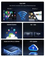 ATOTO CB4B-BK-S01 Adaptador CarPlay Inalámbrico, Caja CarPlay con Streaming de Video para iPhone y Android Auto, IA ChatGPT y Escáner OBD2, YouTube, Netflix, WiFi Dual, Actualizaciones OTA, Negro