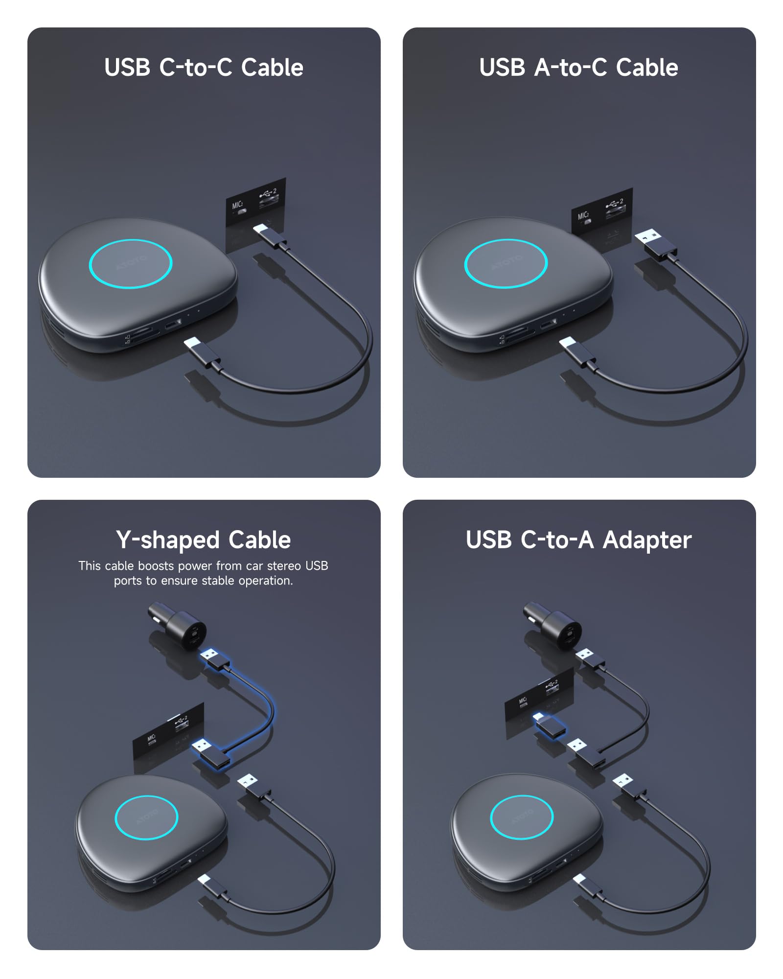ATOTO CB6C CarPlay Wireless Adapter with 4G LTE, ChatGPT