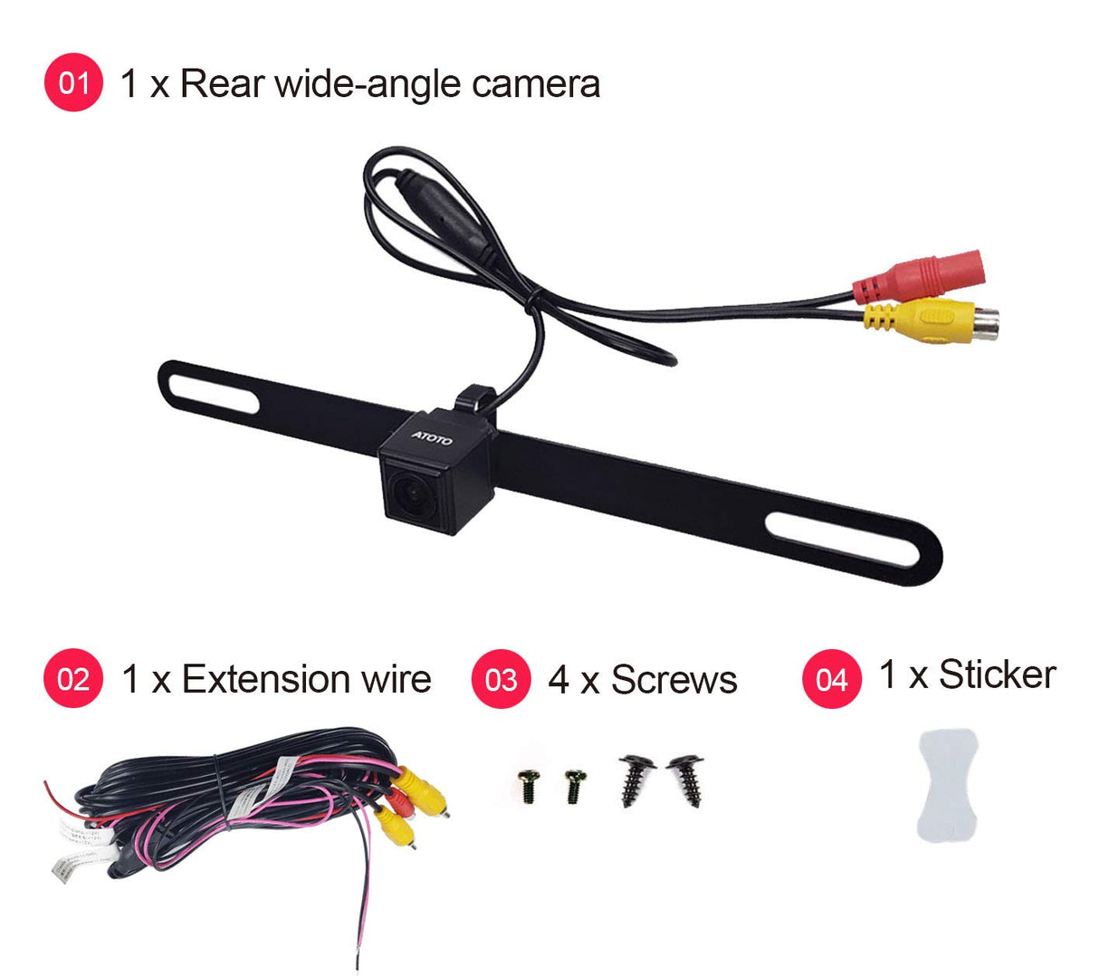 ATOTO AC-HD02LR 720P Rearview Camera - Live View, Night Vision, Waterproof, for X10/S8/F7/A6/A5 (Not for P5/P8/P9)