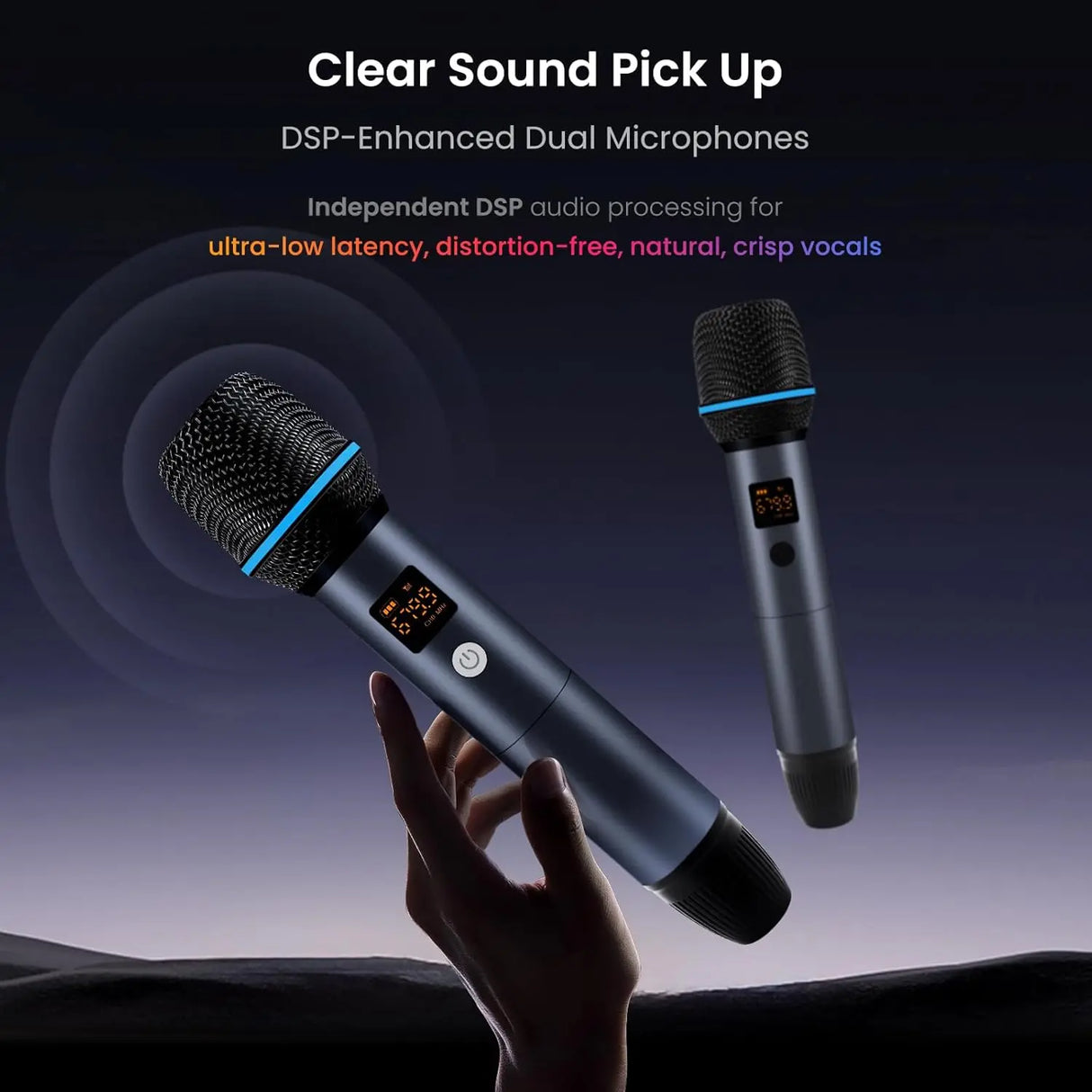 ATOTO AC-MICW2 Wireless Karaoke Microphone Kit – Dual Handheld Rechargeable Mics with Receiver, Low Latency, 49ft Range, 6H Playtime, Compatible with V10 Car Stereo