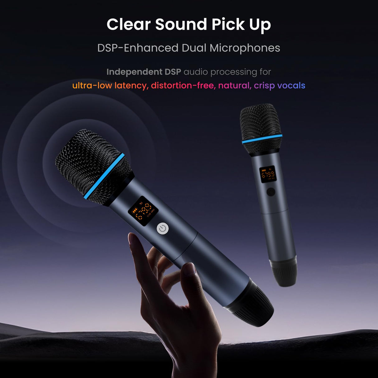 ATOTO AC-MICW2 Wireless Karaoke Microphone Kit – Dual Handheld Rechargeable Mics with Receiver, Low Latency, 49ft Range, 6H Playtime, Compatible with V10 Car Stereo