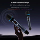 ATOTO AC-MICW2 Wireless Karaoke Microphone Kit – Dual Handheld Rechargeable Mics with Receiver, Low Latency, 49ft Range, 6H Playtime, Compatible with V10 Car Stereo