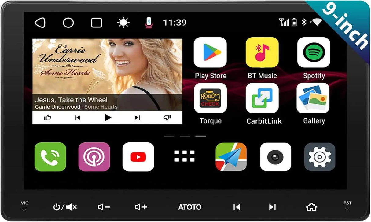 ATOTO S8G2094MS 9" Double Din Car Stereo, QLED Touchscreen 1280×720, Wireless CarPlay & Android Auto, 4+32G, Built-in 4G LTE, GPS Tracking, Dual Bluetooth, Live Rear View, SCVC & In-Dash Android Video Receiver