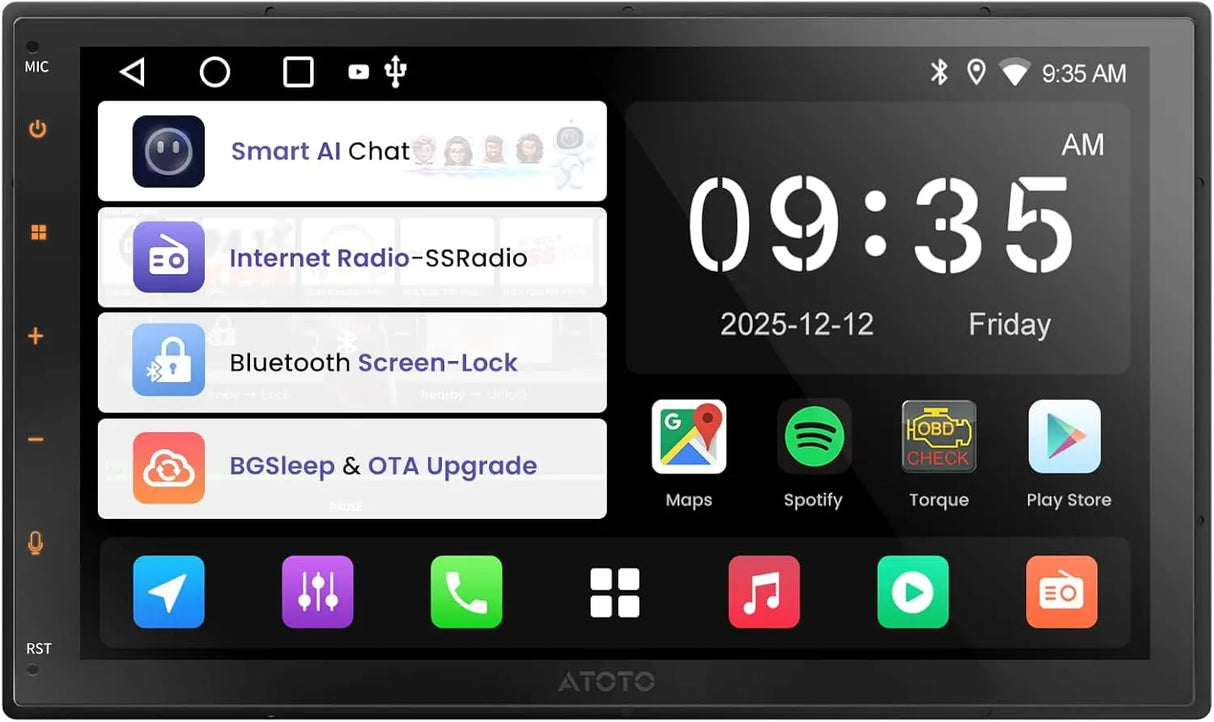 ATOTO A5LG2B7T Autoradio 2 DIN Android 7" - CarPlay & Android Auto Wireless, Touchscreen, 2GB+32GB, EQ 24-Bande, Bluetooth/WiFi