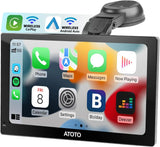 ATOTO P509SD 9-Inch Portable Car Stereo with Wireless CarPlay, Anti-Glare QLED Touchscreen, Wireless Android Auto, Bluetooth, Auto Dimming, MirrorLink, AUX/FM Output