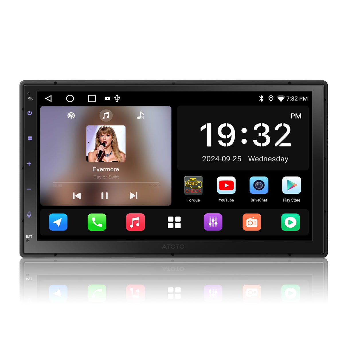 ATOTO A5L Android Double DIN Car Stereo, 7inch Car Radio with Wi-Fi/Bluetooth/USB, Wireless CarPlay & Wireless Android Auto, GPS Tracking, 24EQ, DSP, Mirror Link, HD LRV, A5LG2B7T