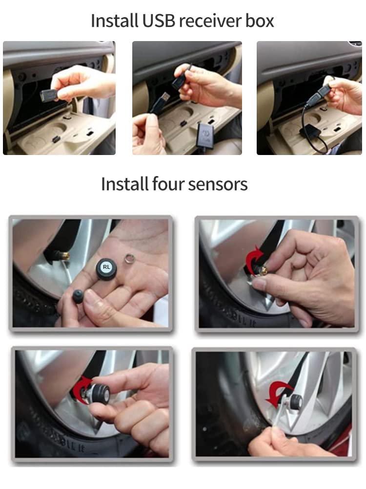 ATOTO AC-UTP1 USB TPMS Tire Pressure Monitoring System for ATOTO A5/A6/S8/X10 Head Unit (External Sensors)