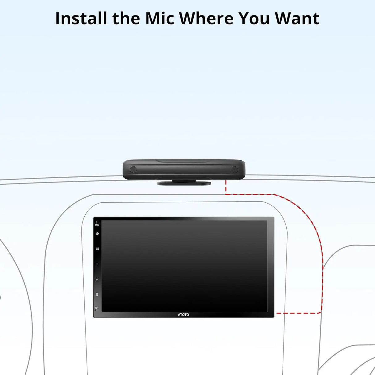 ATOTO AC-MIC20 Dual Noise Cancellation Microphone, Clear Voice Commands, Stable Transmission, Silicone Design, Only Compatible with X10 Series Car Stereo