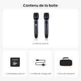 ATOTO AC-MICW2 Kit microphone sans fil – Deux micros karaoké rechargeables avec récepteur, faible latence, portée 15 m, autonomie 6h, compatible avec autoradios série V10