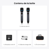 ATOTO AC-MICW2 Kit microphone sans fil – Deux micros karaoké rechargeables avec récepteur, faible latence, portée 15 m, autonomie 6h, compatible avec autoradios série V10