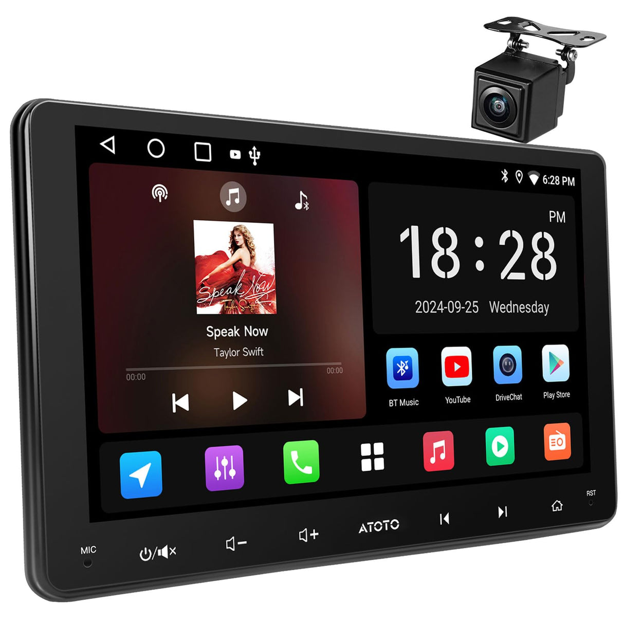 ATOTOZONE 9-Inch Android Double-DIN Car Stereo, Wireless CarPlay&Android Auto Car Radio with GPS Tracking, WiFi/Bluetooth/USB, 24B EQ&DSP, FM/AM/RDS, HD Backup Camera with LRV, A5LG209T-S01