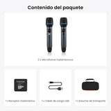 ATOTO AC-MICW2 Kit de Micrófonos Inalámbricos – 2 Micrófonos de Mano Recargables con Receptor, Baja Latencia, Alcance 15 m, 6h Duración, Compatible con Autorradios Serie V10 para Karaoke