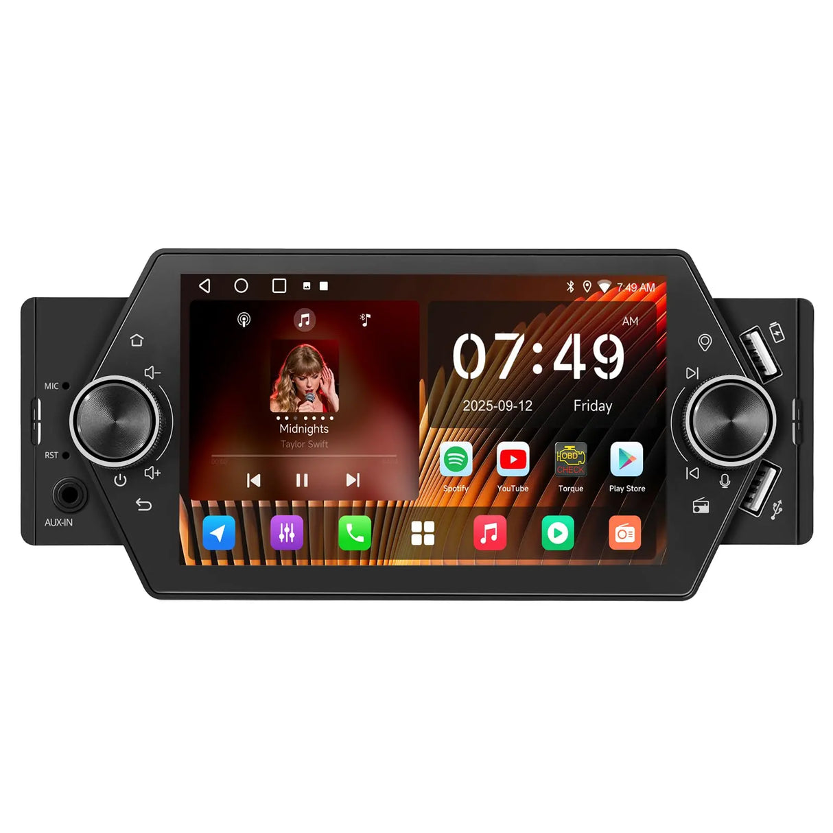 ATOTO A5LG1A5T 5" Single Din Android Car Stereo with Apple CarPlay & Android Auto, Bluetooth, WiFi, USB QC 2.0 Fast Charging, GPS Tracking, AUX-in, LRV, SWC