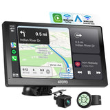 Portable Carplay & Android Auto Screen, ATOTO P8 Car Play Stereo with 7inch QLED Glare-Suppressing Touchscreen Display, HD 1080P WDR Rear Cam, OTA Upgrade, Remote Control, P807SD-RC