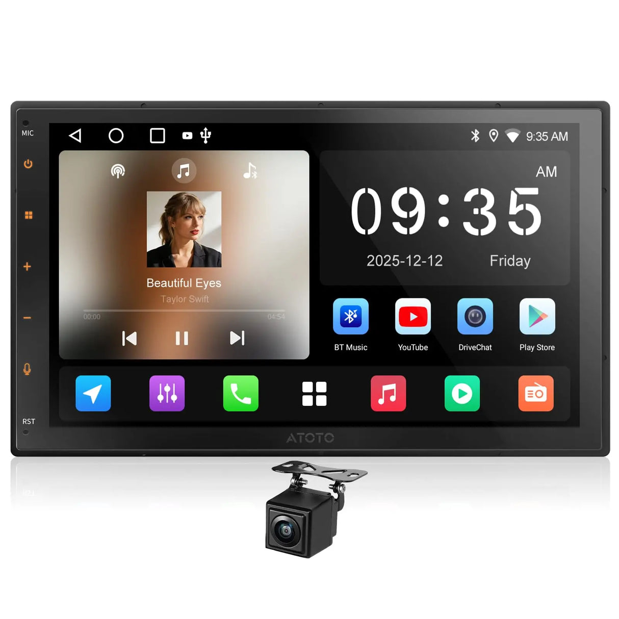 ATOTO A5LG2B7T 7" Autoradio 2 DIN con Telecamera, Android, Schermo Tattile, 2G+32G, CarPlay e Android Auto senza fili, AI Drivechat, GPS Navigatore, Bluetooth, WiFi, AM/FM/RDS