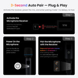 ATOTO AC-MICW2 Wireless Karaoke Microphone Kit – Dual Handheld Rechargeable Mics with Receiver, Low Latency, 49ft Range, 6H Playtime, Compatible with V10 Car Stereo