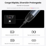 ATOTO AC-MICW2 Kit de Micrófonos Inalámbricos – 2 Micrófonos de Mano Recargables con Receptor, Baja Latencia, Alcance 15 m, 6h Duración, Compatible con Autorradios Serie V10 para Karaoke