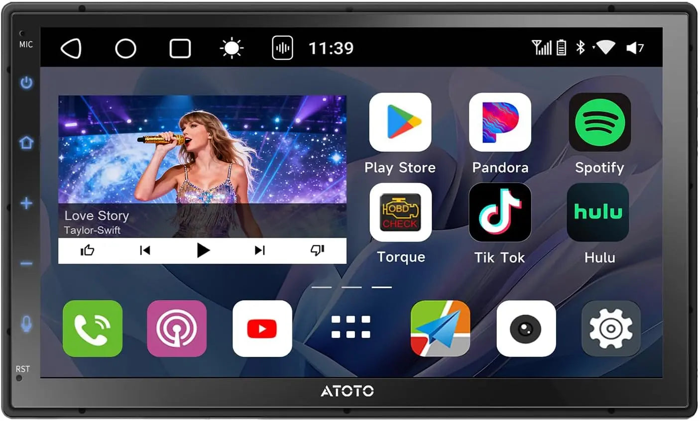 2DIN Android ディスプレイオーディオ ワイヤレス CarPlay & Android