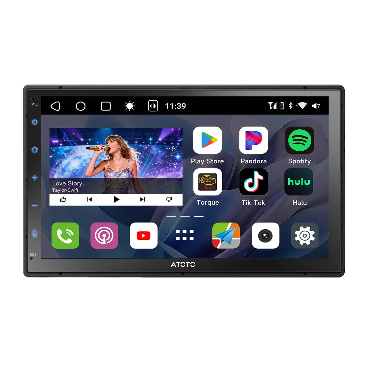 ATOTO S8G2B74MS 7" Double Din Car Stereo, QLED Touchscreen, 4G+32G, Wireless Android Auto and CarPlay, Dual Bluetooth, GPS Tracking, Plug and Play, LRV, SCVC