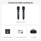 ATOTO AC-MICW2 Kit microfono wireless – Doppio microfono karaoke ricaricabile con ricevitore, bassa latenza, portata 15m, 6h durata, compatibile con autoradio serie V10