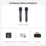 ATOTO AC-MICW2 Kit microfono wireless – Doppio microfono karaoke ricaricabile con ricevitore, bassa latenza, portata 15m, 6h durata, compatibile con autoradio serie V10