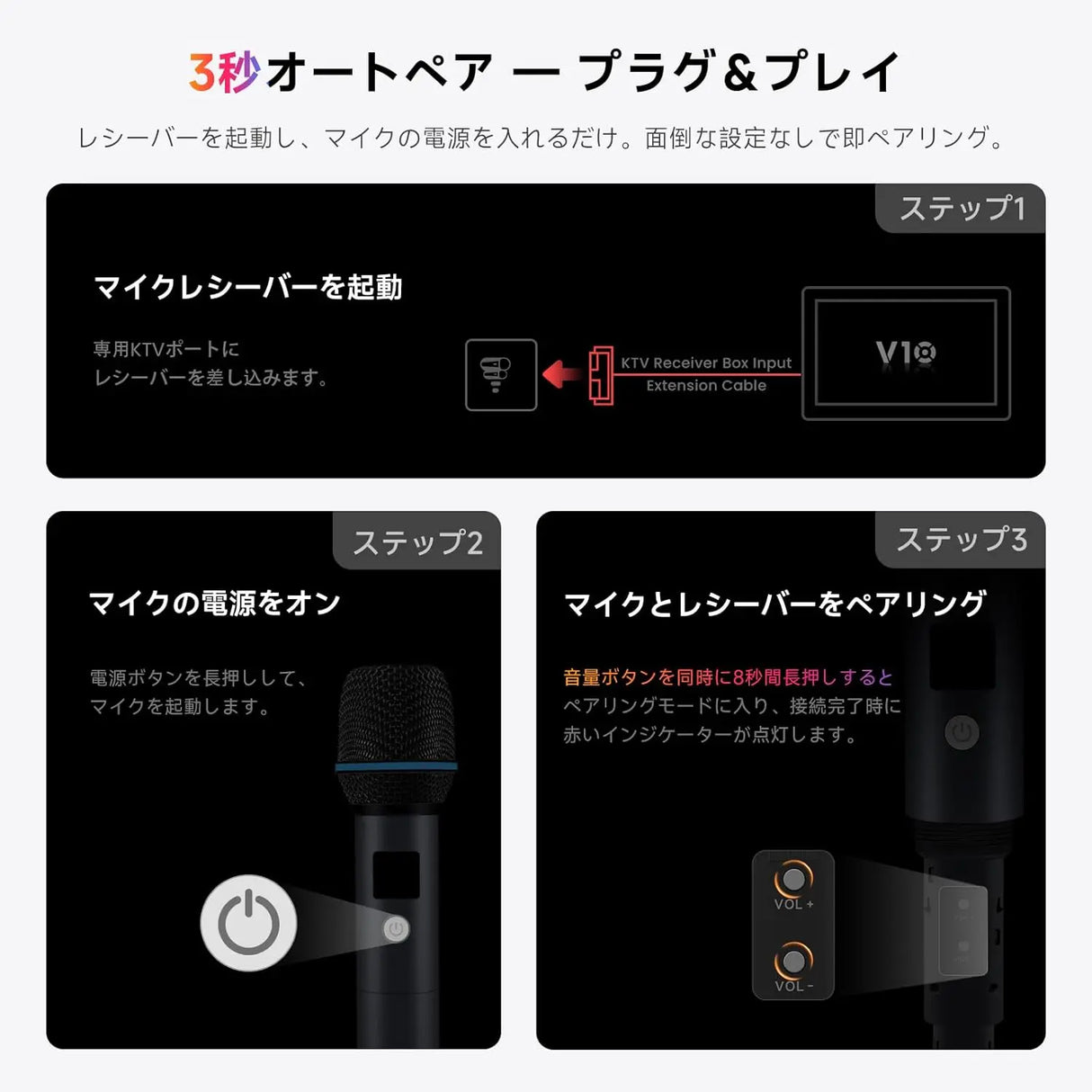 ATOTO AC-MICW2 デュアルカラオケマイクセット｜V10車載対応ワイヤレス