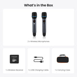 ATOTO AC-MICW2 Wireless Karaoke Microphone Kit – Dual Handheld Rechargeable Mics with Receiver, Low Latency, 49ft Range, 6H Playtime, Compatible with V10 Car Stereo