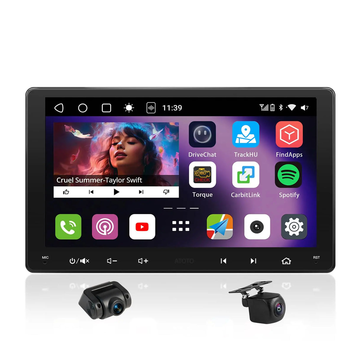 ATOTO S8G2099UN 9" Double Din Android Autoradio con telecamere 1080P, Schermo QLED, CarPlay/Android Auto Wireless, 4G LTE, Wi-Fi, Bluetooth, GPS & AI