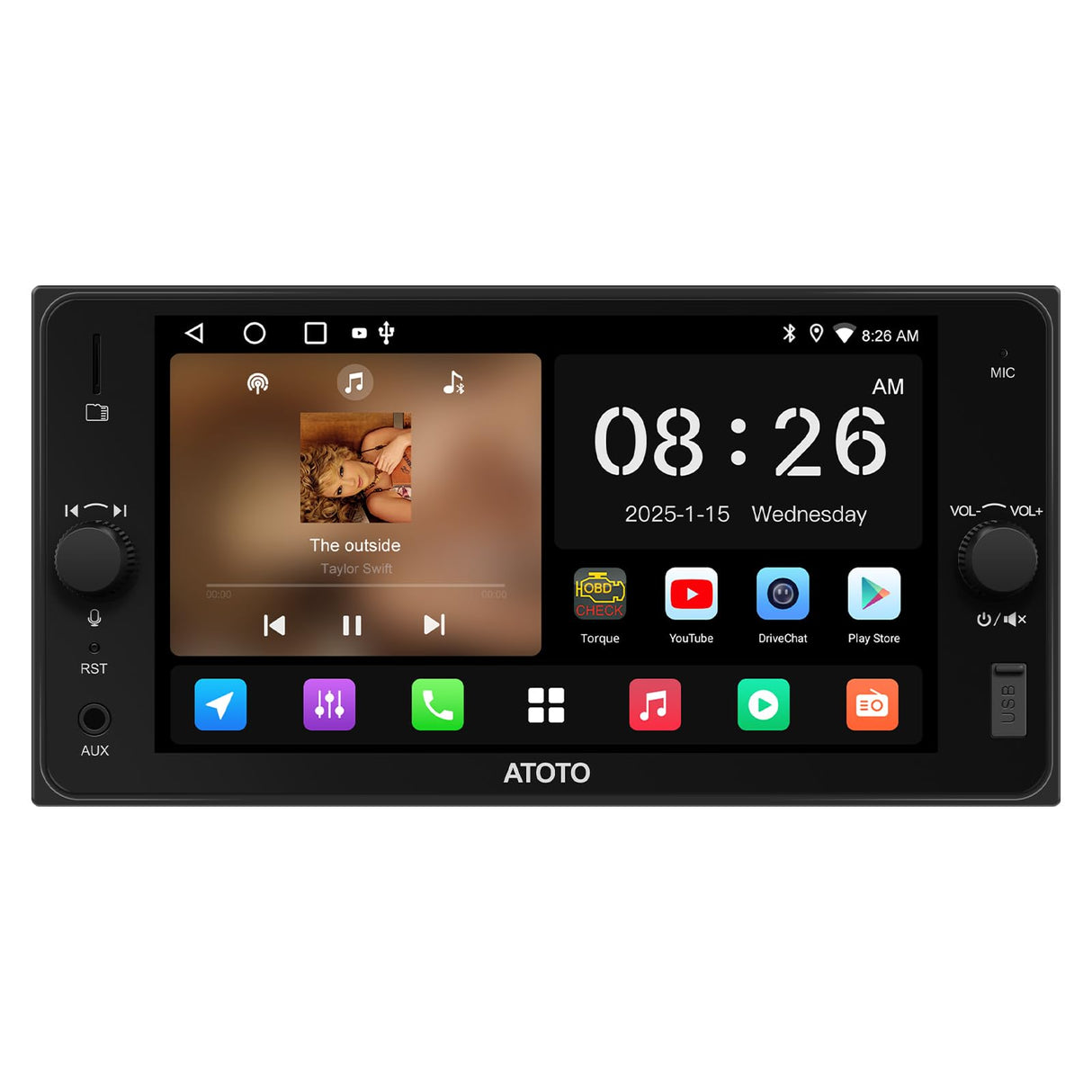 A5L 7" Double Din Car Stereo with Wireless CarPlay & Android Auto Compatible with Toyota Camry Corolla, Touchscreen car Radio, Wi-Fi/BT Tethering, 24 Band EQ DSP, Bluetooth, Mirror Link,FM/AUX/TF