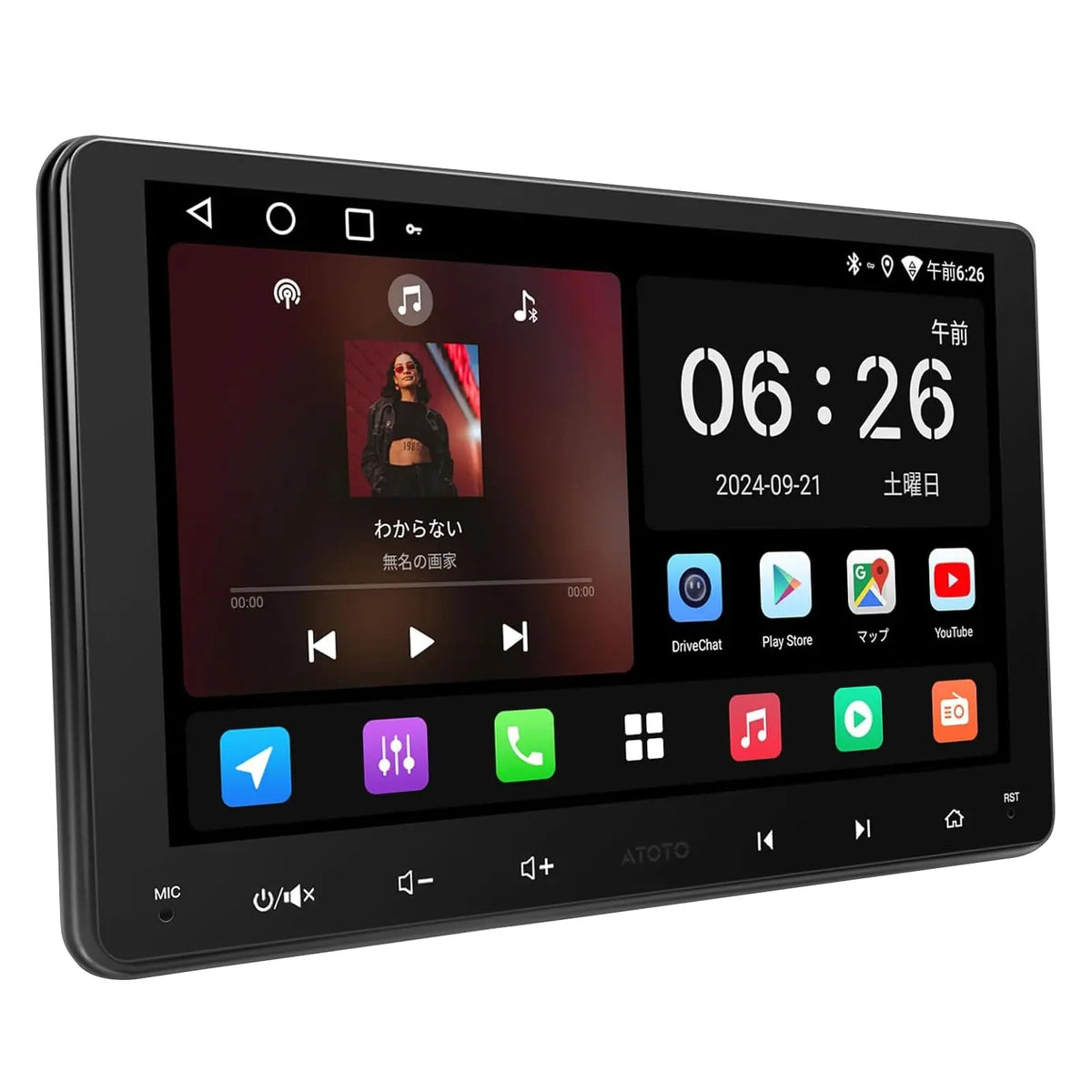 [9インチ] ATOTOZONE A5L Androidナビ2DINディスプレイオーディオ、Wi-Fi/Bluetooth/USB、ワイヤレスCarPlay&Android Autoカーオーディオ、GPS追跡、内蔵 24EQ＆アンプ、音声・映像再生、OTAアップデート、HD LRV、バックカメラ搭載