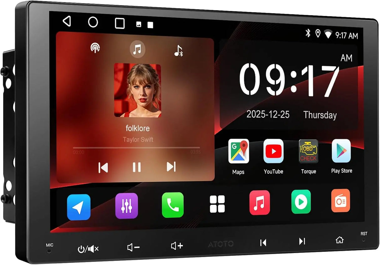 ATOTO A5LG209T 9" Double Din Head Unit with Android OS, ChatGPT AI Assistant, GPS Tracking, Wireless CarPlay & Android Auto, WiFi Internet Access, 2G+32G, 24-Band EQ DSP, FM/AM Radio