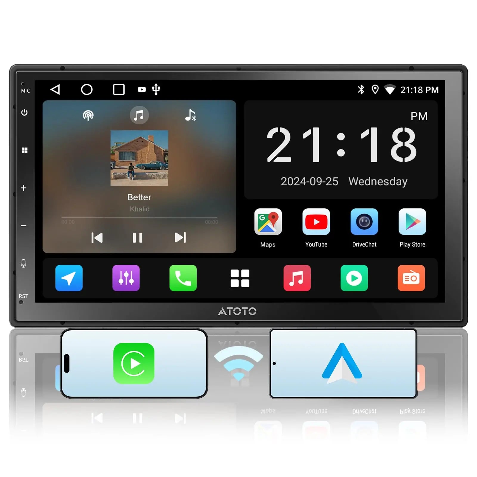 ATOTOZONE A5L Radio 2 DIN Android con CarPlay & Android Auto Inalámbri