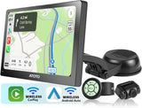 ATOTO P8 Portable Wireless Carplay Android Auto Screen, 7" QLED Glare-Suppressing Car Stereo with GPS Navigation,1080P Dash Cam, WDR & Auto Dimmer, Remote Control, Voice Assistant, P807SD-FC