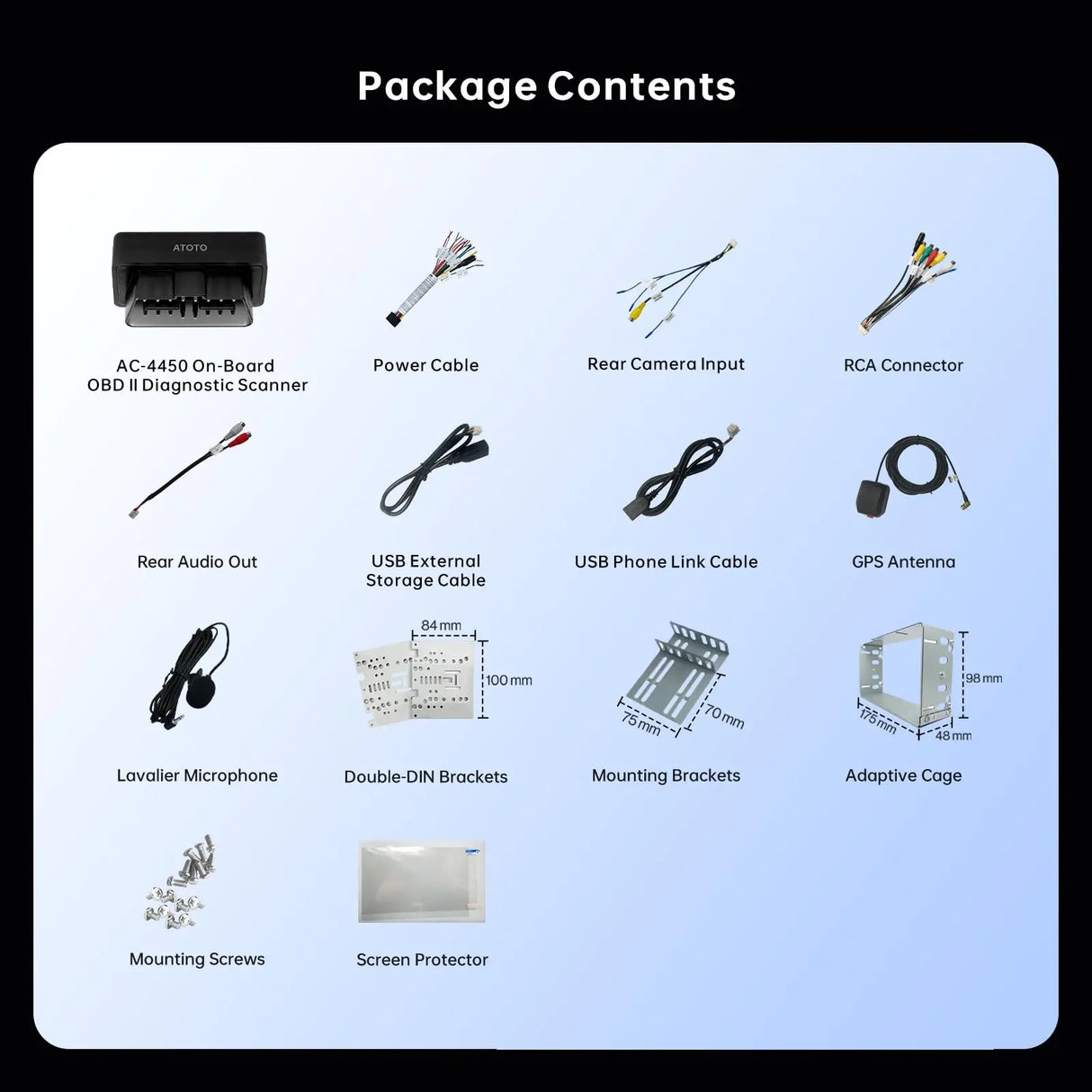 ATOTOEXCEL A6PF Android Double DIN Car Stereo, Wireless CarPlay&Android Auto, 8 Core 2G+32G Touchscreen Radio, WiFi/BT/USB Tethering, Dual BT, AI DriveChat, 36 band EQ, DSP, OBD2 Scanner, A6G209PF-S04