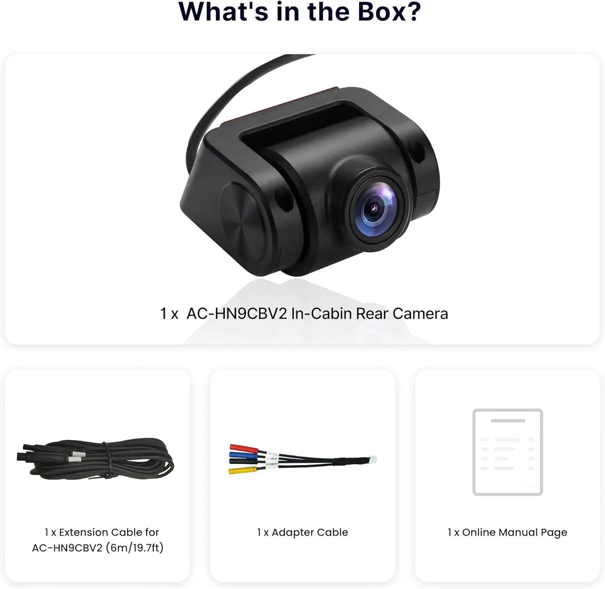 ATOTO AC-HN9CBV1 In-Cabin Camera, Rearward-Facing (Front Cabin Mount), AHD 1080p 30fps, Starlight Night Vision, 135° Wide-Angle, Loop Recording, Parking Mode – Only for V10 Series