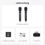 ATOTO AC-MICW2 Drahtloses Mikrofon-Set – Zwei wiederaufladbare Karaoke-Handmikrofone mit Empfänger, 15 m Reichweite, 6 Std. Laufzeit, kompatibel mit V10-Serie Autoradios