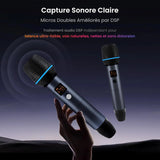 ATOTO AC-MICW2 Kit microphone sans fil – Deux micros karaoké rechargeables avec récepteur, faible latence, portée 15 m, autonomie 6h, compatible avec autoradios série V10