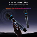 ATOTO AC-MICW2 Kit microphone sans fil – Deux micros karaoké rechargeables avec récepteur, faible latence, portée 15 m, autonomie 6h, compatible avec autoradios série V10