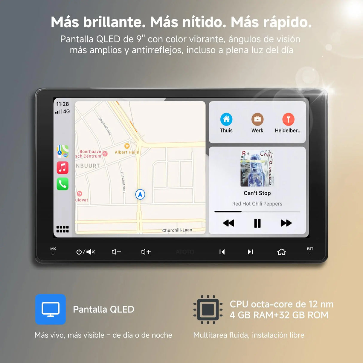 ATOTO S8G2A79UN 7" Double Din Android autoradio con Camere Anteriori e Posteriori 1080P, CarPlay/Android Auto Senza Fili, Touchscreen QLED, 4G, Wi-Fi, Bluetooth, USB, DSP, AMP, SUB, GPS & AI