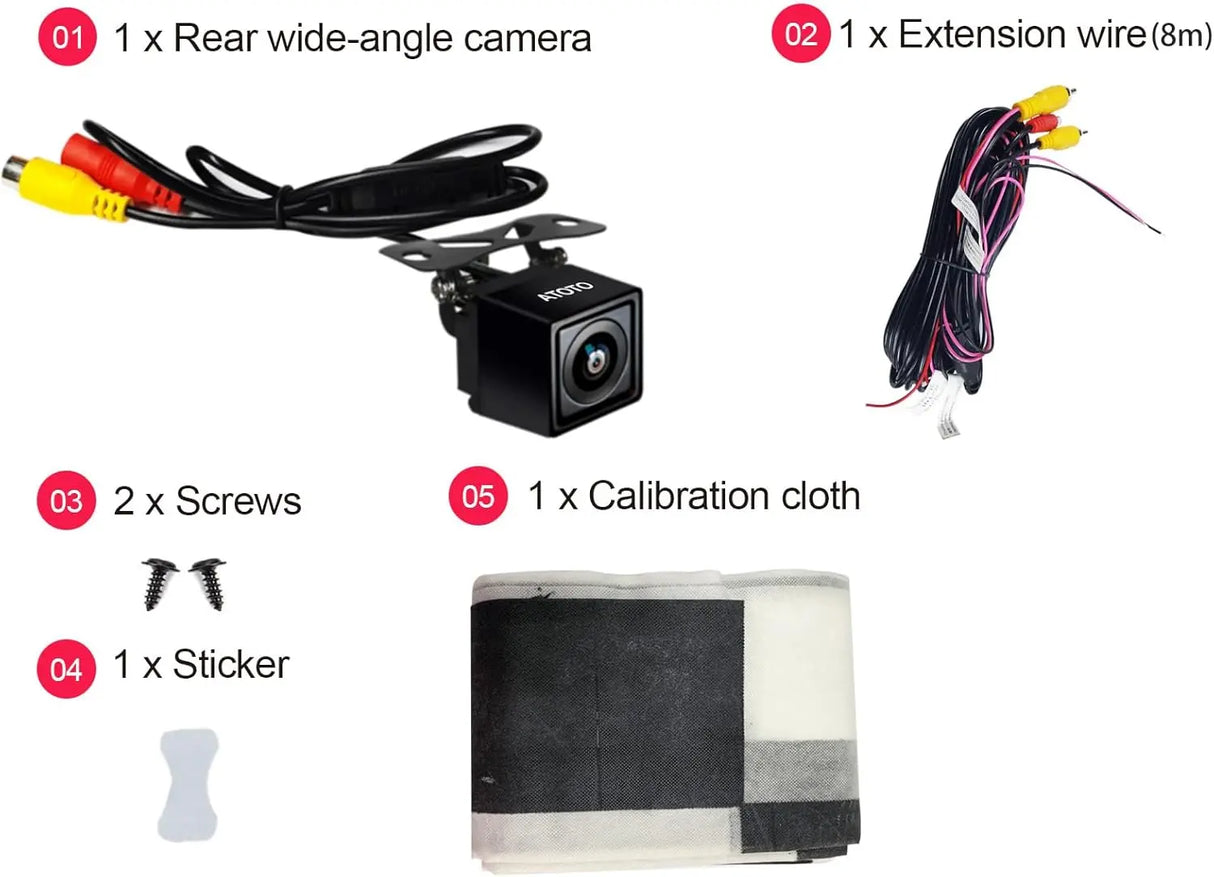 ATOTO AC-HD03LR Telecamera per Auto 720P Grandangolo 180° Visione Notturna Impermeabile LRV VSV – Compatibile solo con S8 (escl. S8 UN/PN/MS)